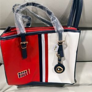 Stylish Red and White Handbag